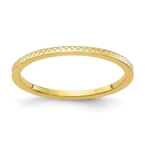 1.2mm 10k Yellow Gold Crisscross Flat Stackable Band