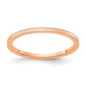 1.2mm 14k Rose Gold Crisscross Flat Stackable Band