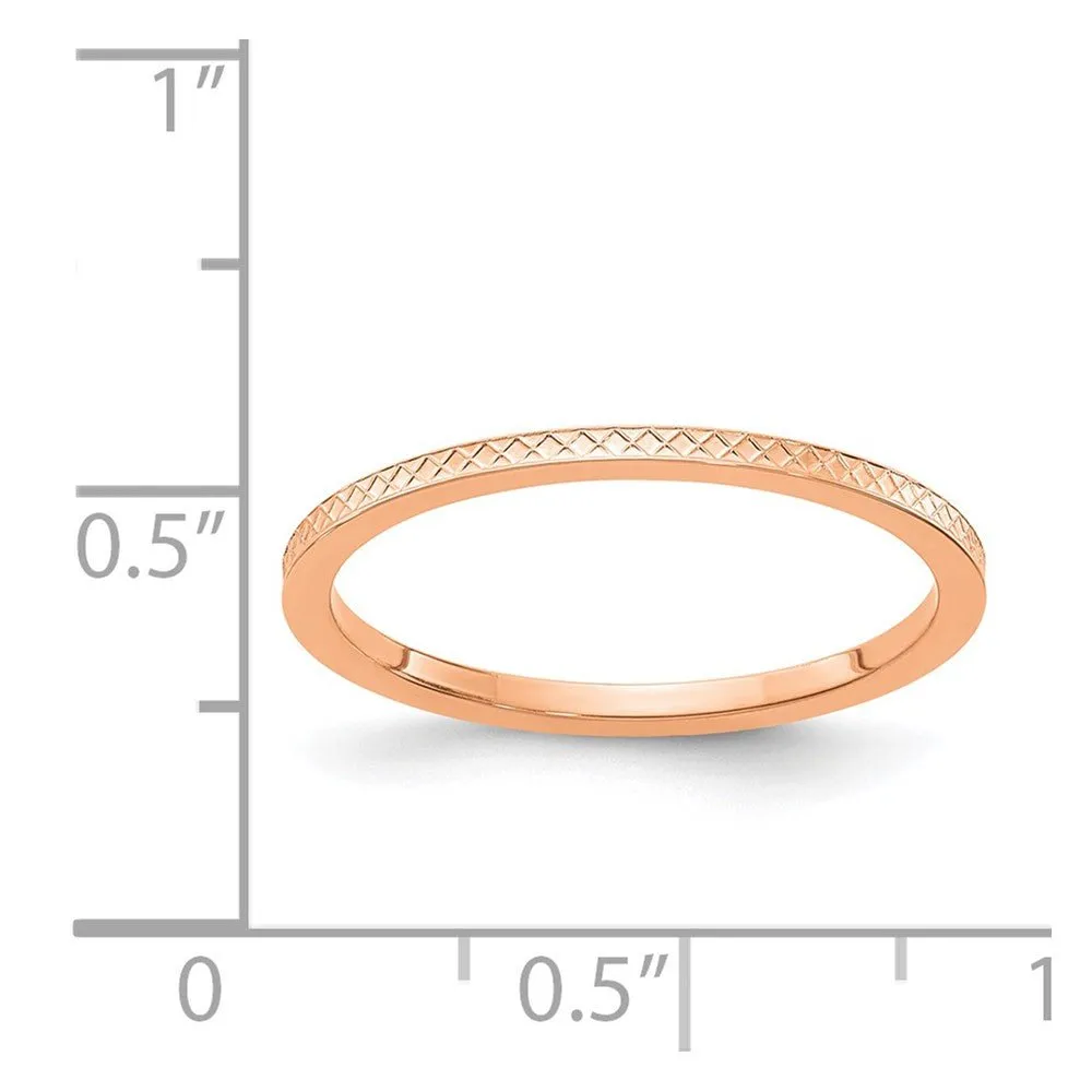 1.2mm 14k Rose Gold Crisscross Flat Stackable Band