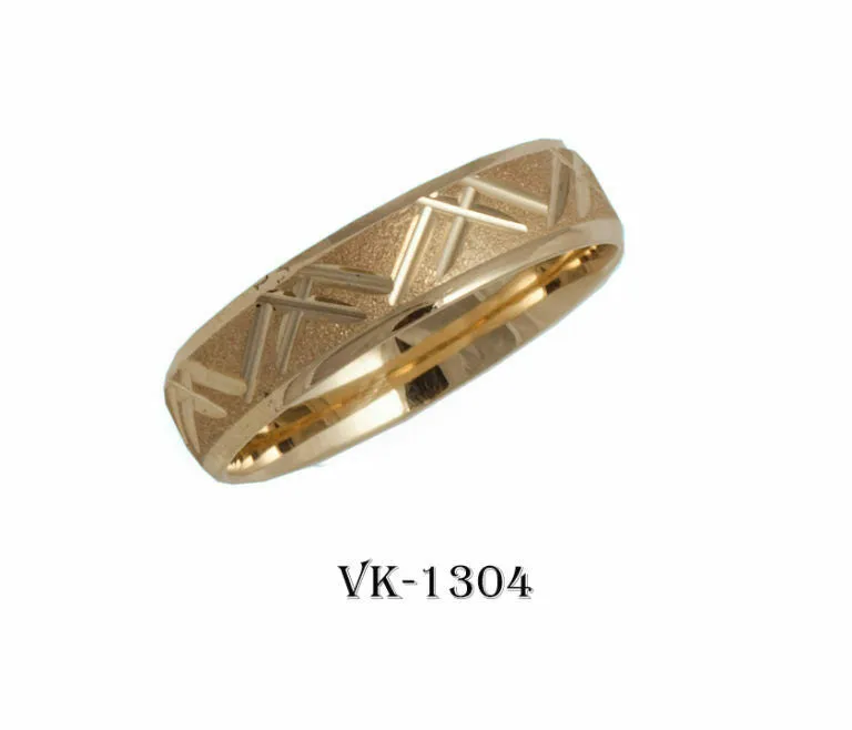 14k Solid Gold Elegant Ladies Modern Sandstone Finish Flat Band 5mm Ring VK1304v