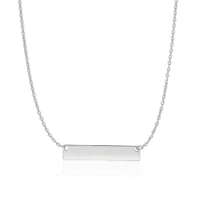 14k White Gold Smooth Flat Horizontal Bar Style Necklace-rx99438-18