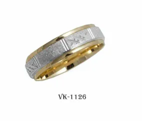 18k Solid Gold Elegant Ladies Modern Stipple Finished Flat Band 6mm Ring VK1126v