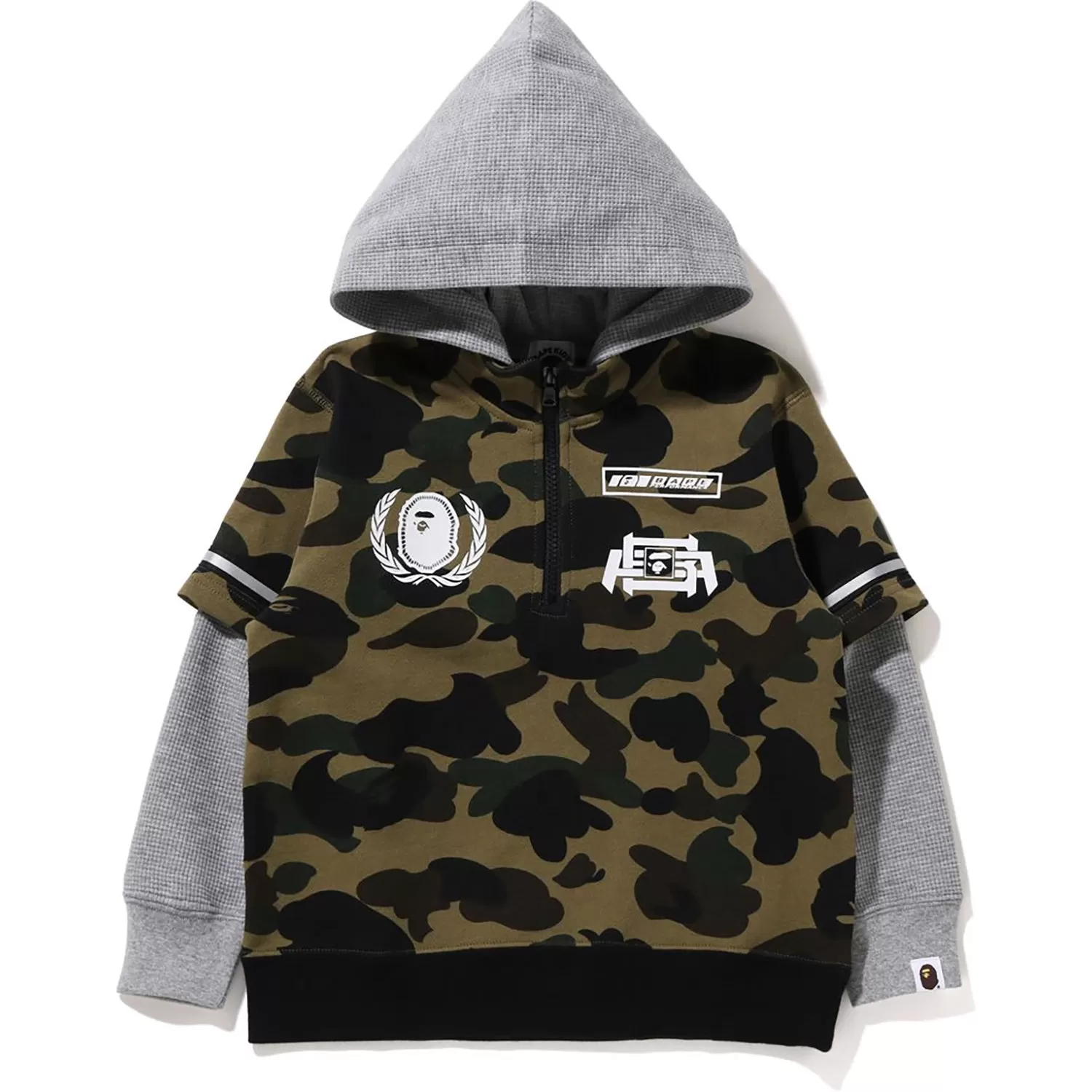 1ST CAMO BAPE RACING LAYERED PULLOVER HOODIE KIDS