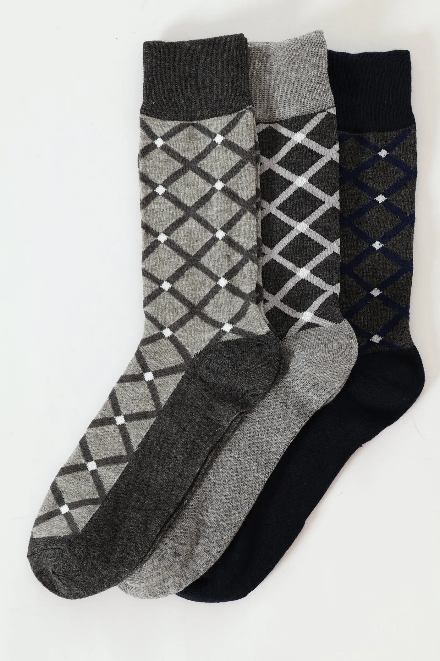 3 Pack Anklet Socks - Grey/Navy/Charcoal