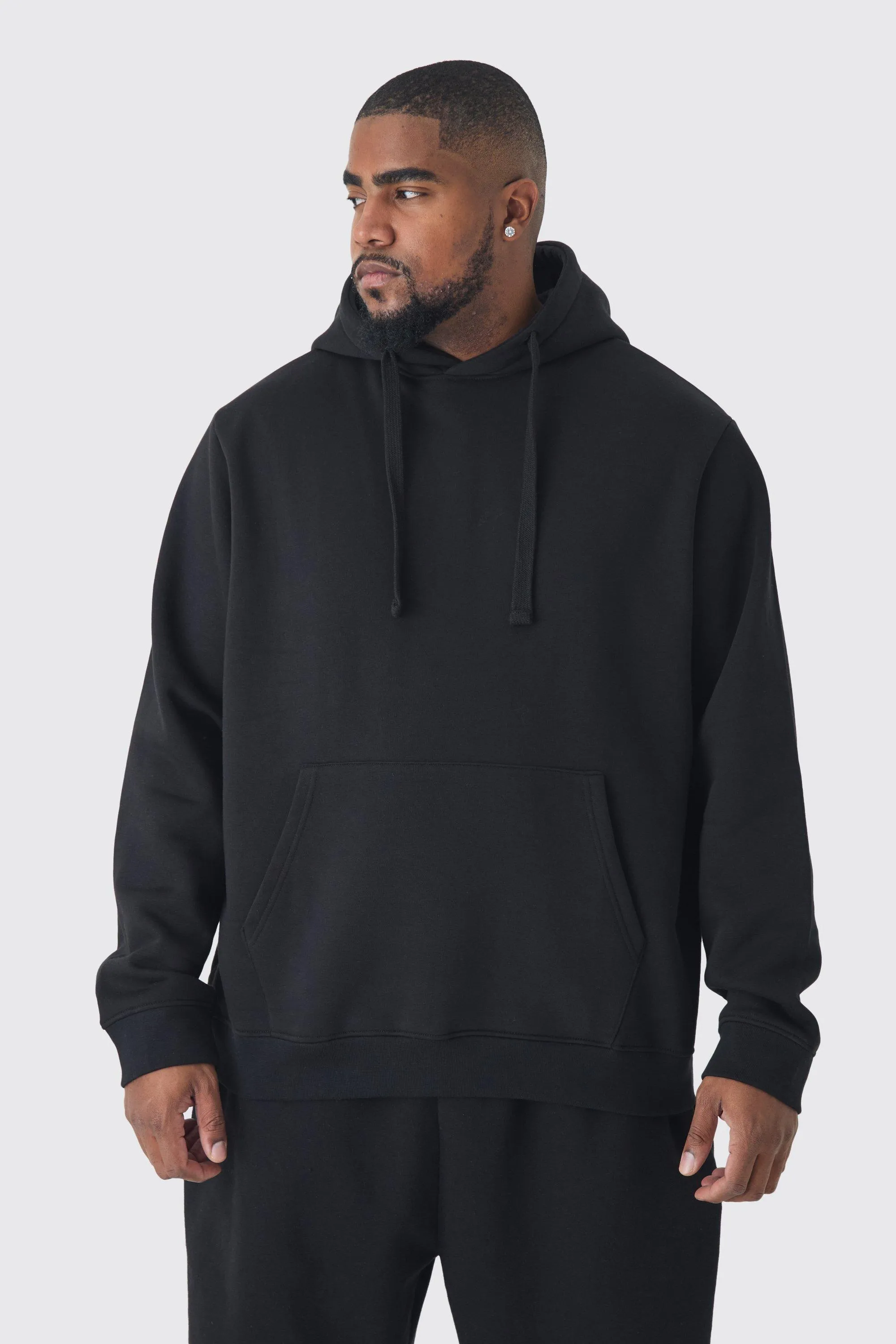 330GSM Plus Regular Fit Hoodie in Black