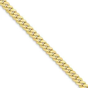 3.9mm 10k Yellow Gold Solid Flat Beveled Curb Chain Bracelet