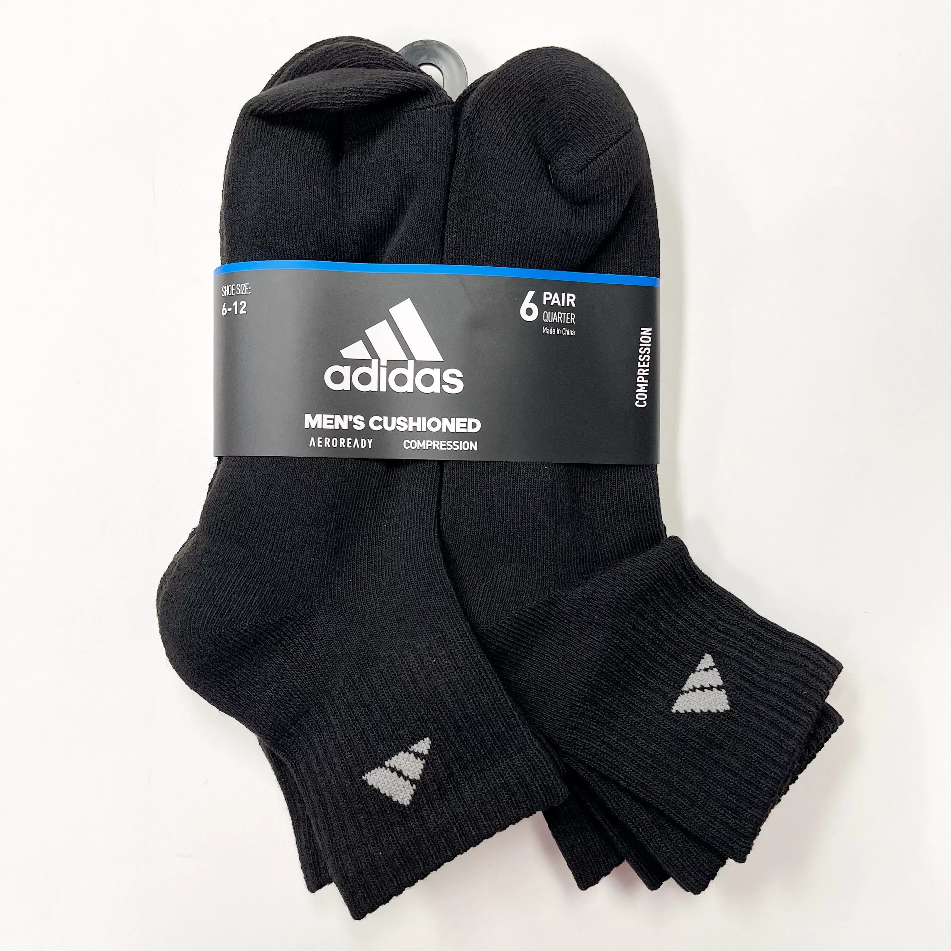 Adidas Men's Cushioned quarter-cut 6 pairs socks