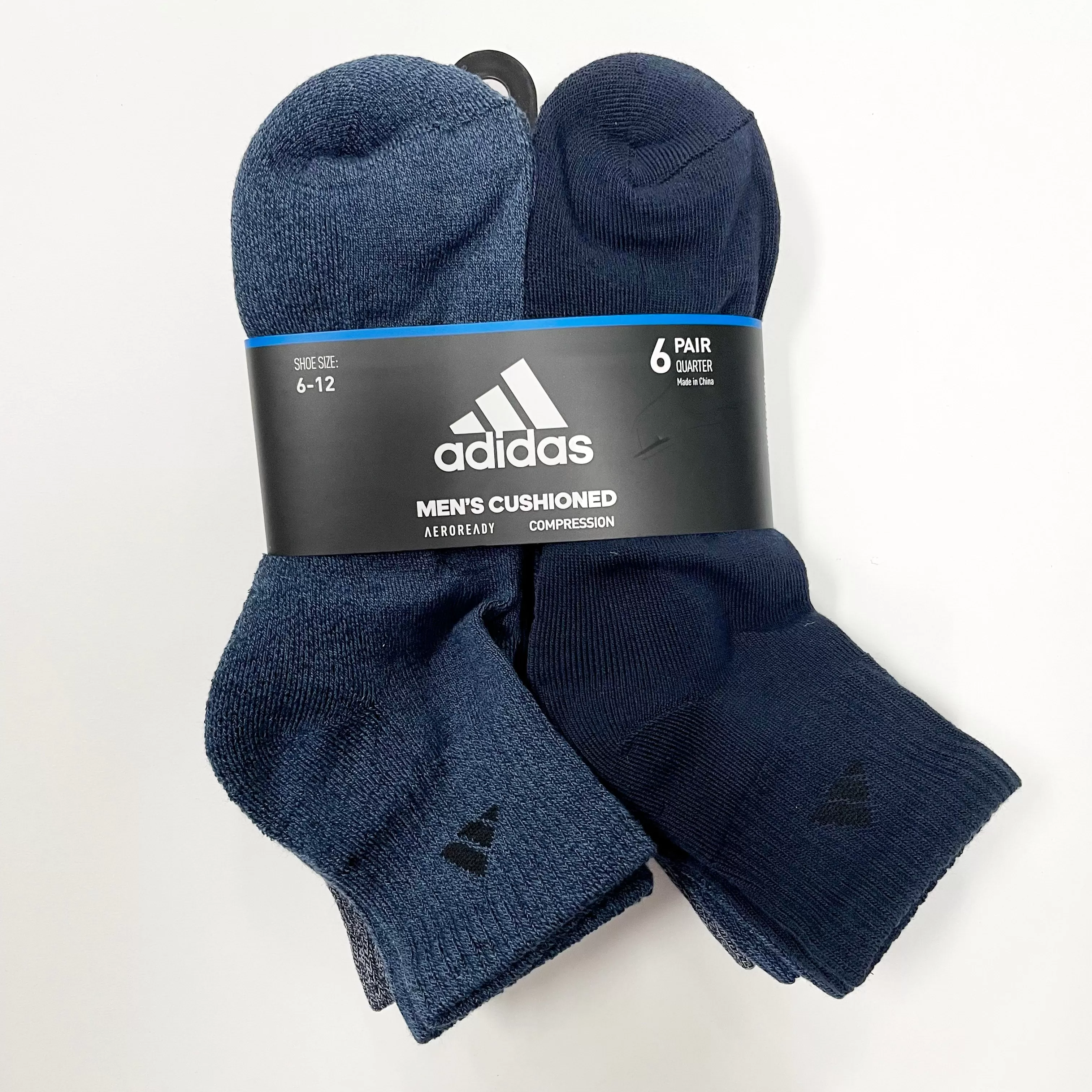 Adidas Men's Cushioned quarter-cut 6 pairs socks