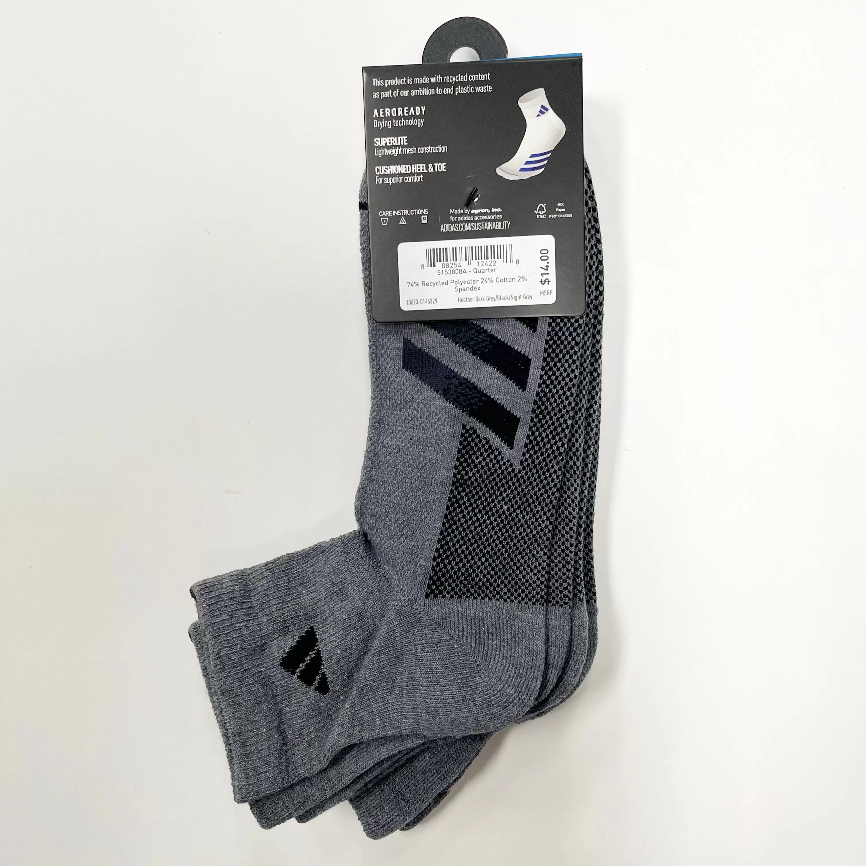 Adidas Men's Superlite quarter-cut 3 pairs socks