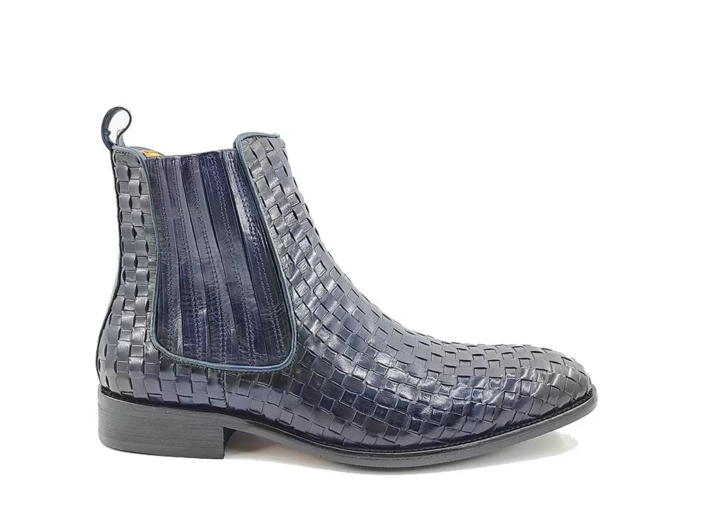 Basket Weave Leather Chelsea Boot