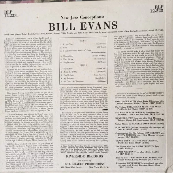 Bill Evans ~ New Jazz Conceptions