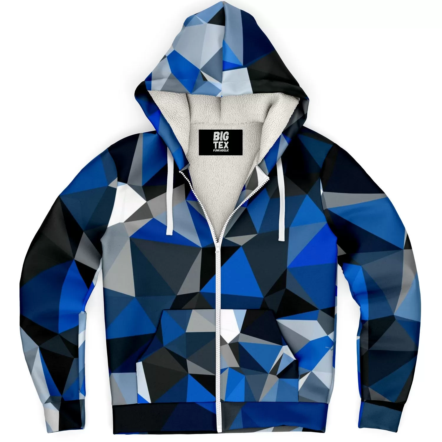 Blue and Black Geo Sherpa Hoodie