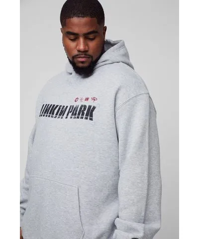 boohoo Mens Plus Oversized Linkin Park Wash License Hoodie