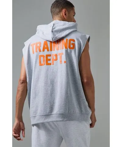 boohooMAN Mens Training Dept Sleeveless Loopback Oversized Hoodie