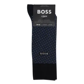 BOSS Mini-Pattern Crew Socks Two-Pack - Blue