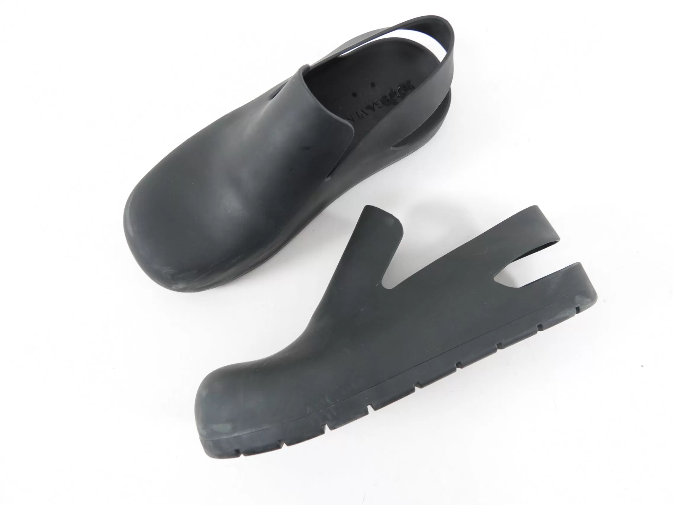 Bottega Veneta Black Rubber Clog Shoes - 8