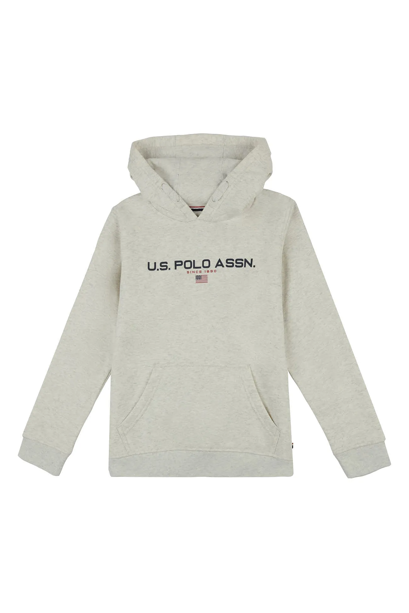 Boys Block Flag Graphic Hoodie in Light Grey Marl