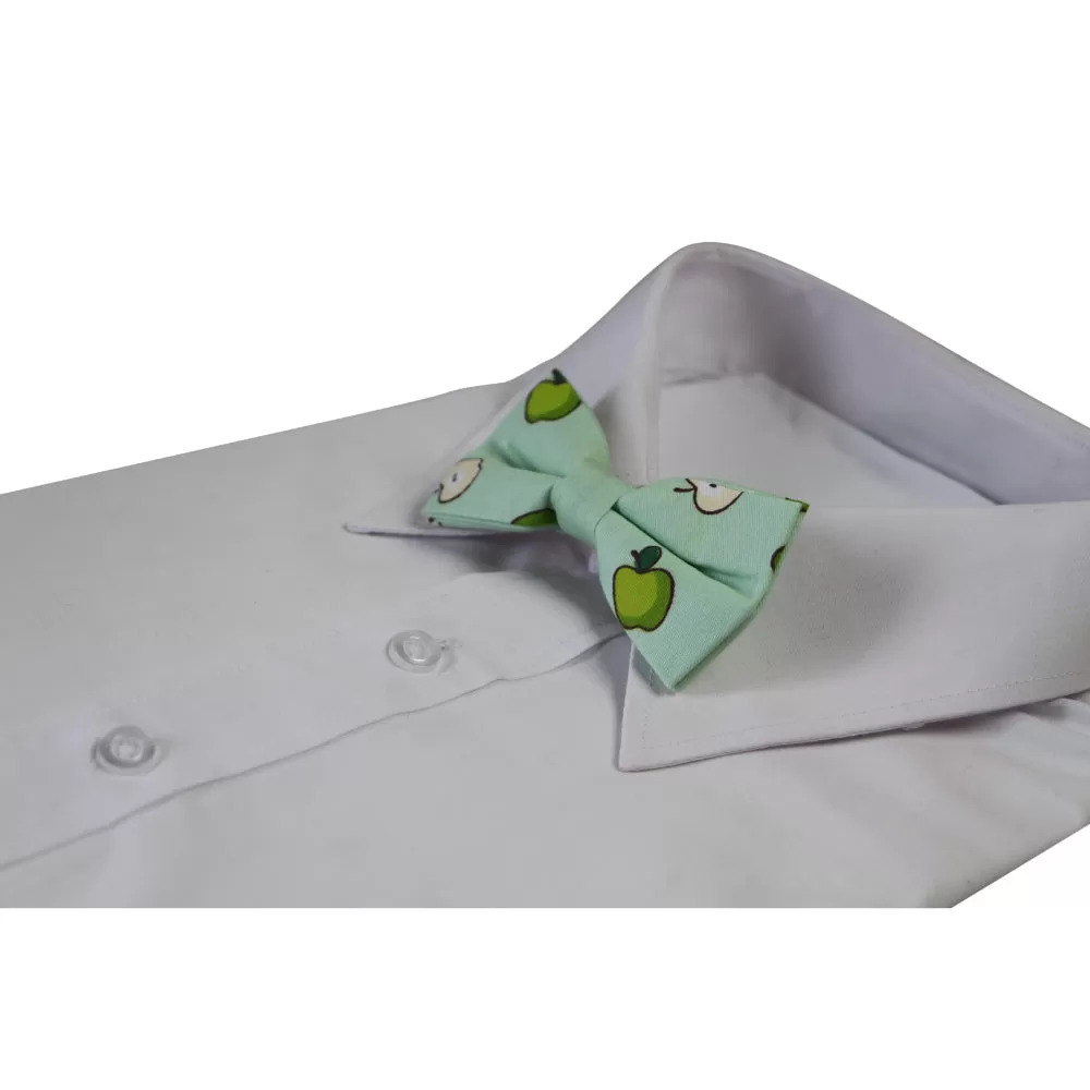 Boys Mint Green Apple Fruit Patterned Bow Tie