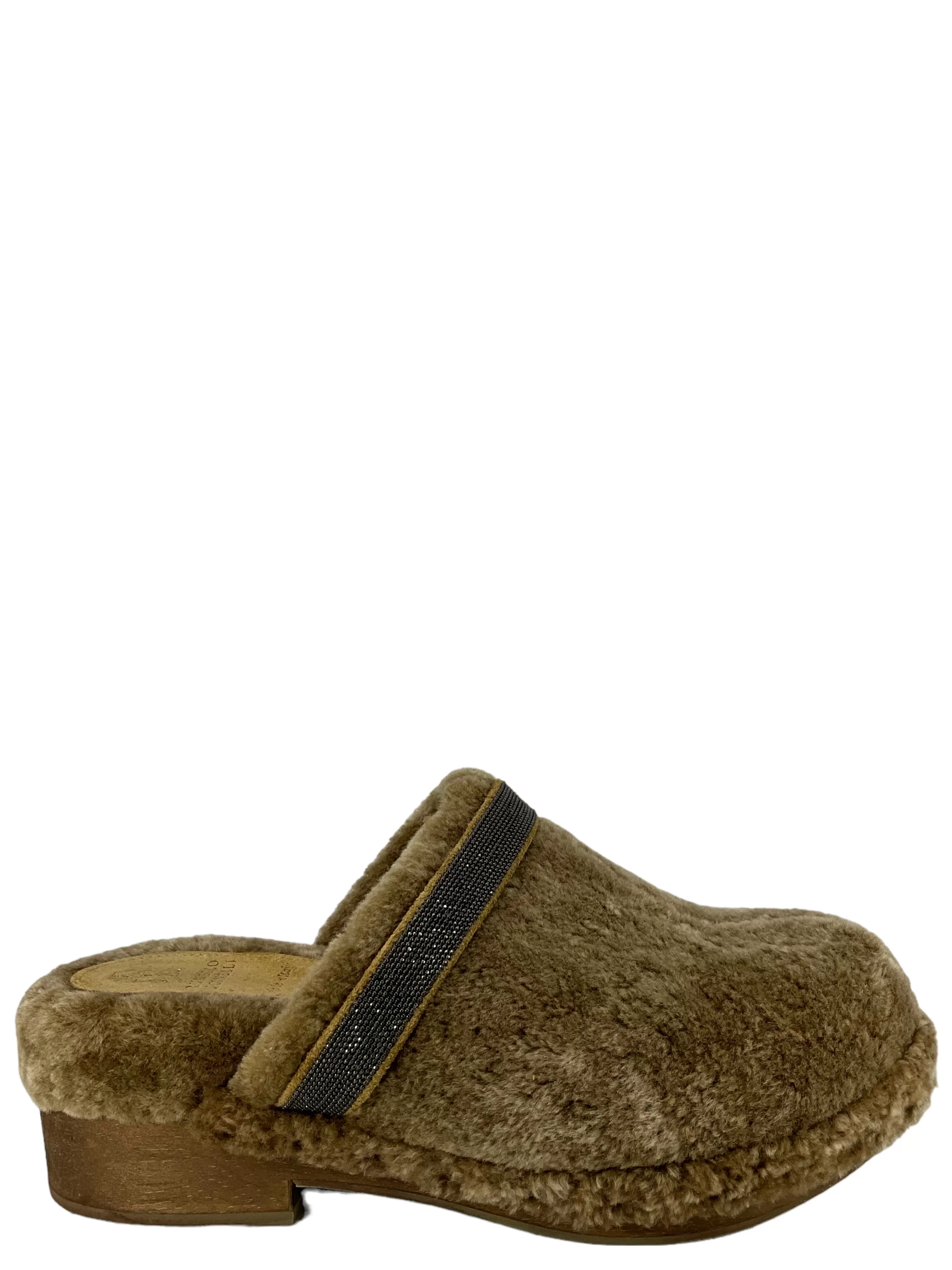 Brunello Cucinelli Brown Shearling Clogs Size 7