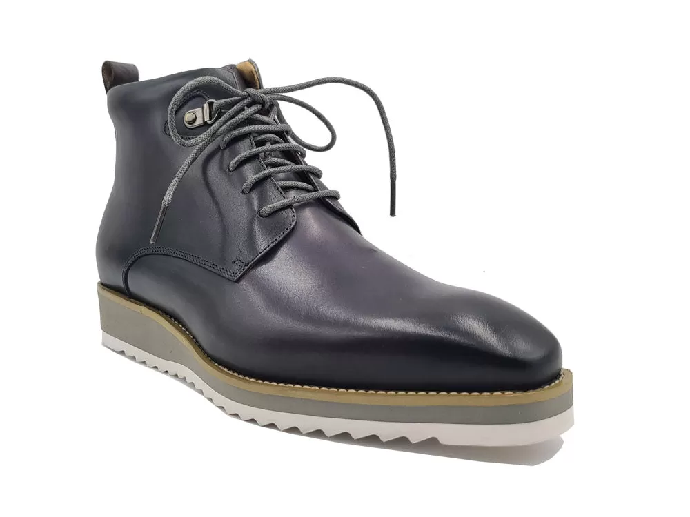 Burnished Calfskin Lace-Up Boot