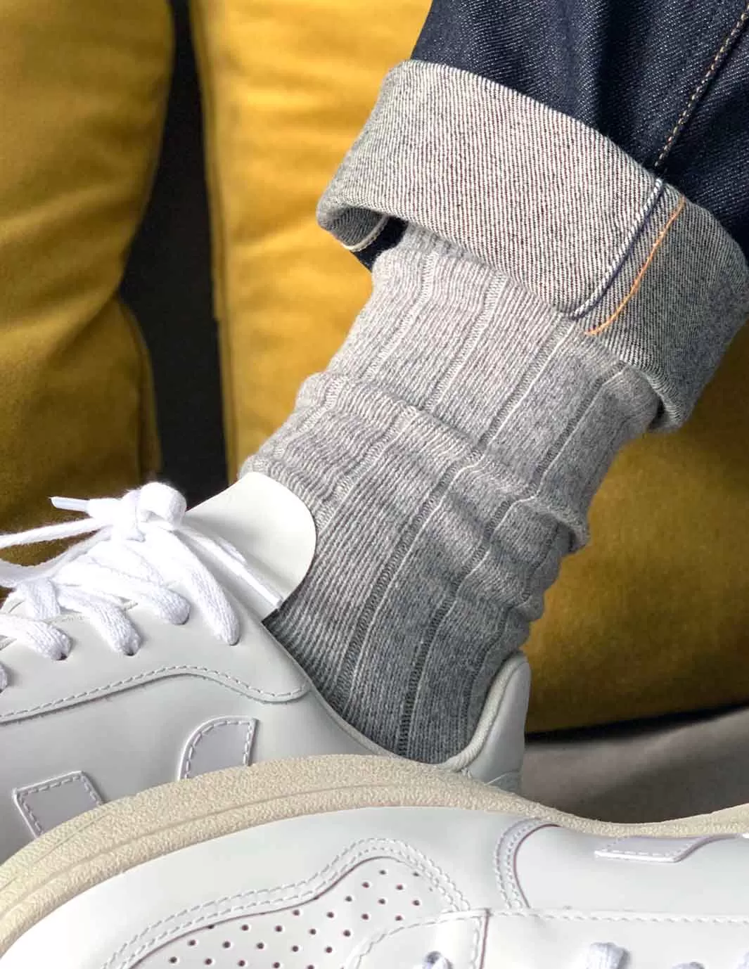 Cashmere & Merino Socks-Grey Mélange