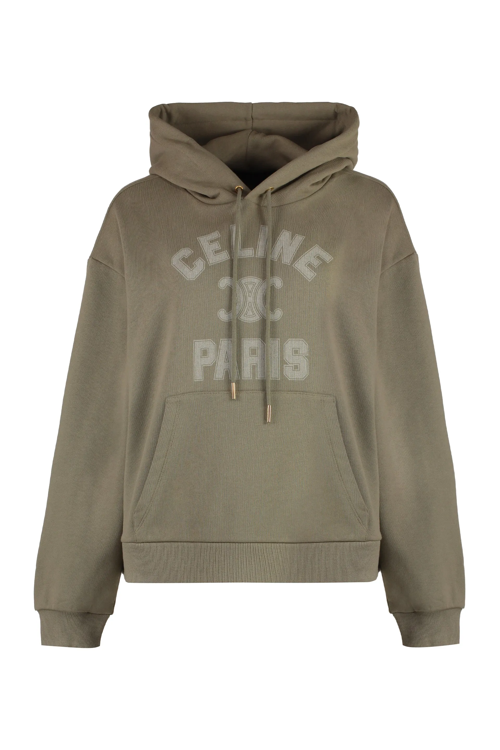 CELINE Classic Khaki Cotton Hoodie for Women