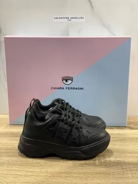 Chiara Ferragni Sneaker eye fly pelle nera casual shoes 39