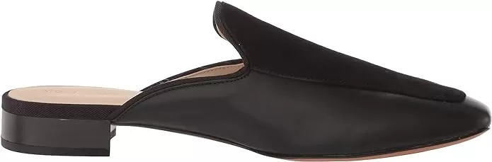 Cole Haan Perley Black Leather Suede Squared Toe Slip On Classic Mules Shoes