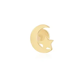 Crescent Moon and Star Flat Back Earring