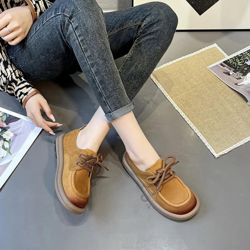 CSE1145 Women's Casual Shoes: Leather Soft Comfy Loafer Flats