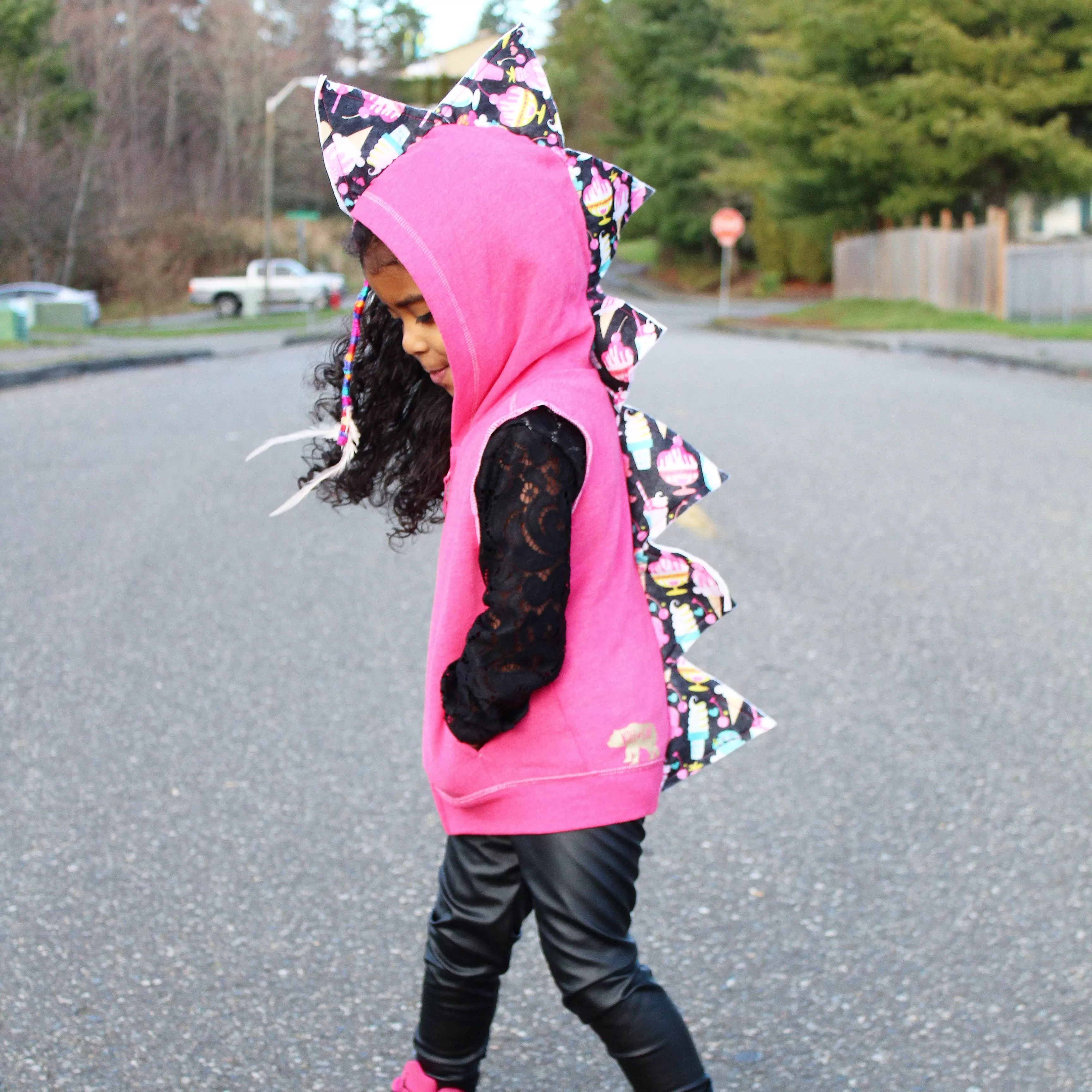 Cute Pink Ice Cream Dinosaur Hoodie