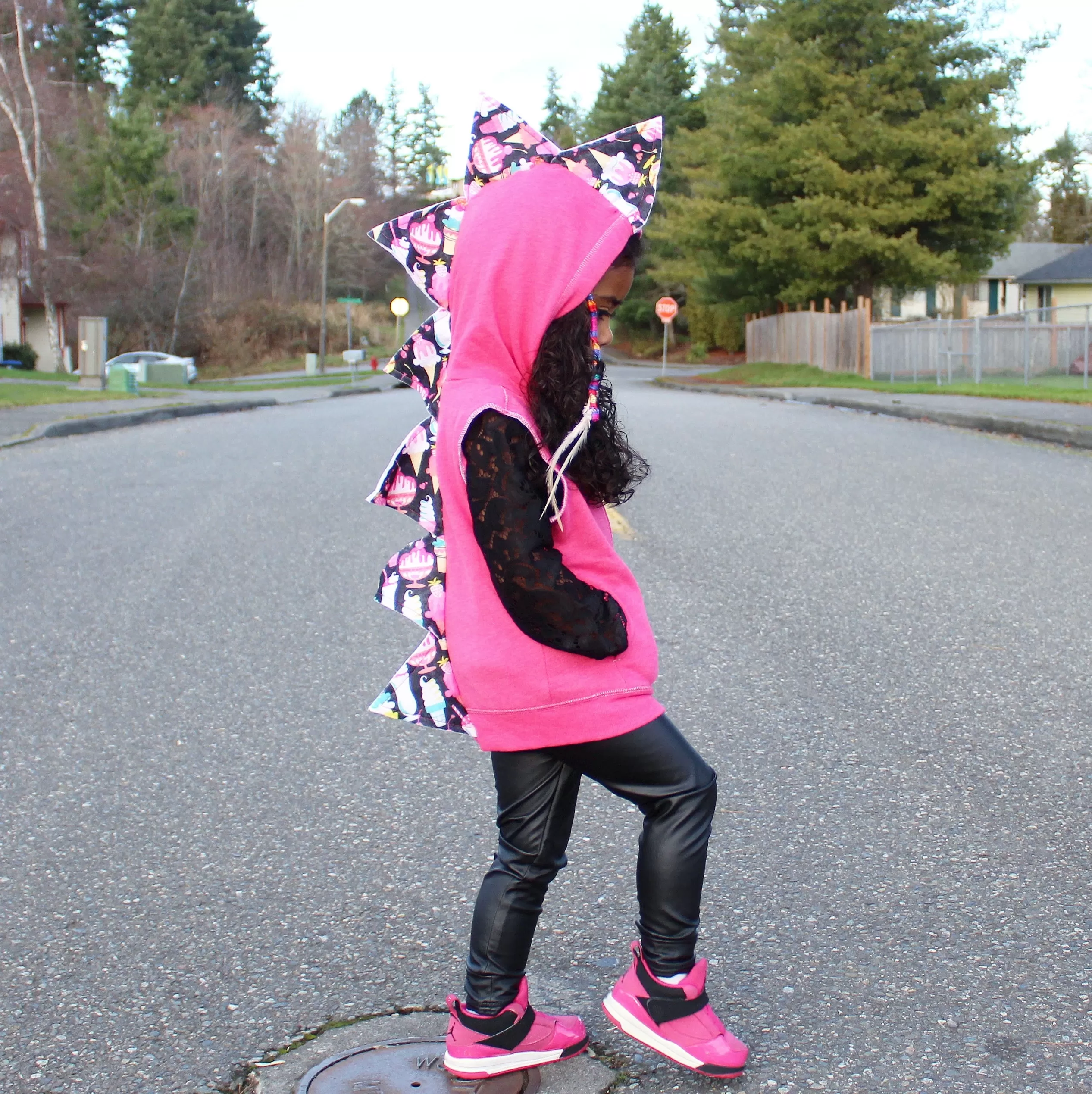 Cute Pink Ice Cream Dinosaur Hoodie