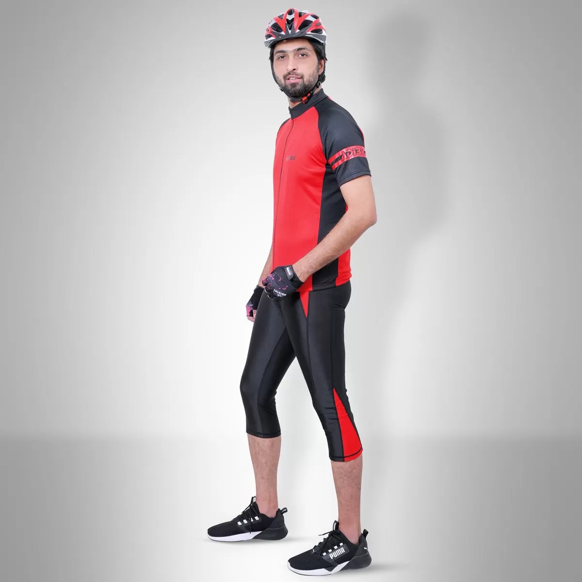 Cycling Kit - 3/4 Tights with Jersey Black/Red