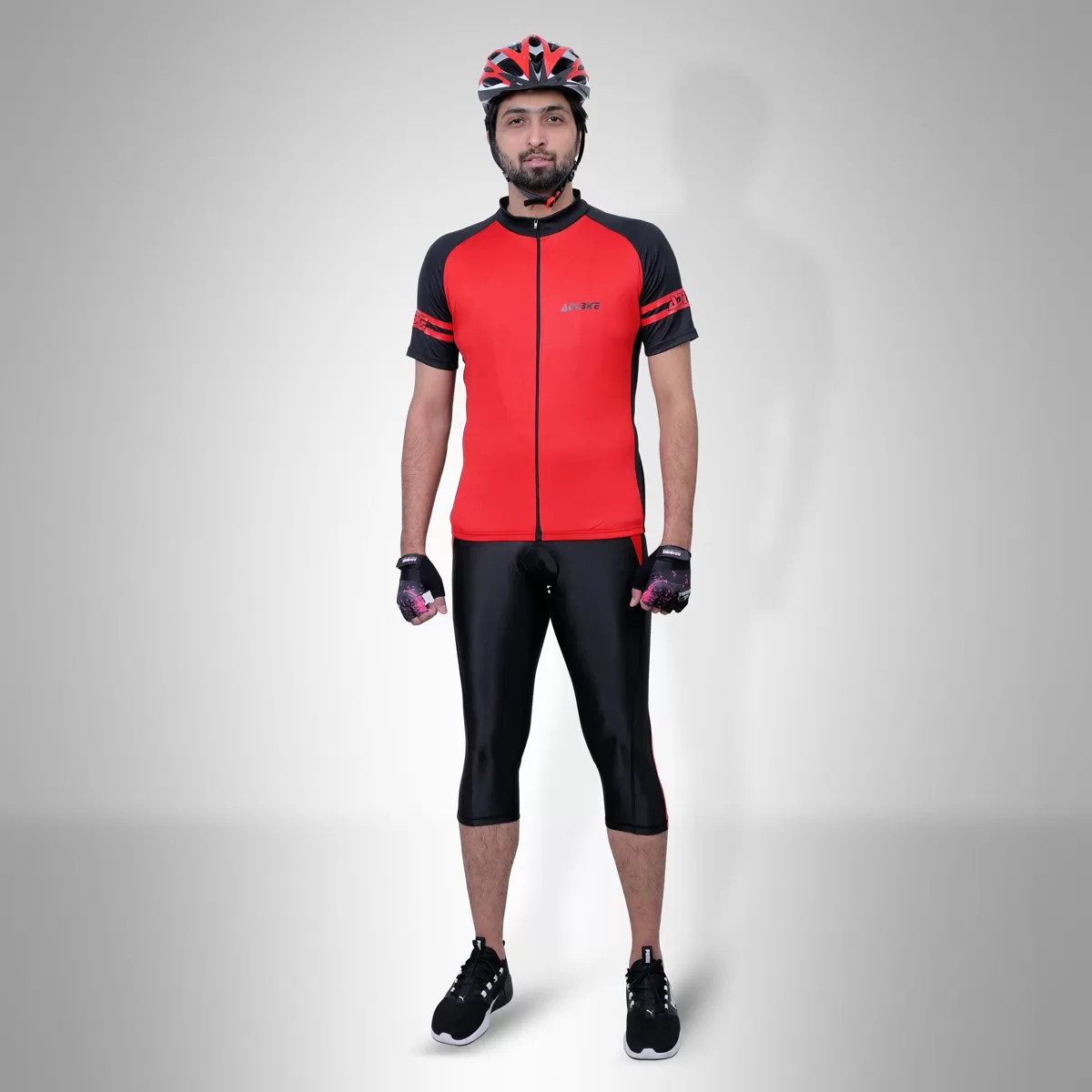 Cycling Kit - 3/4 Tights with Jersey Black/Red