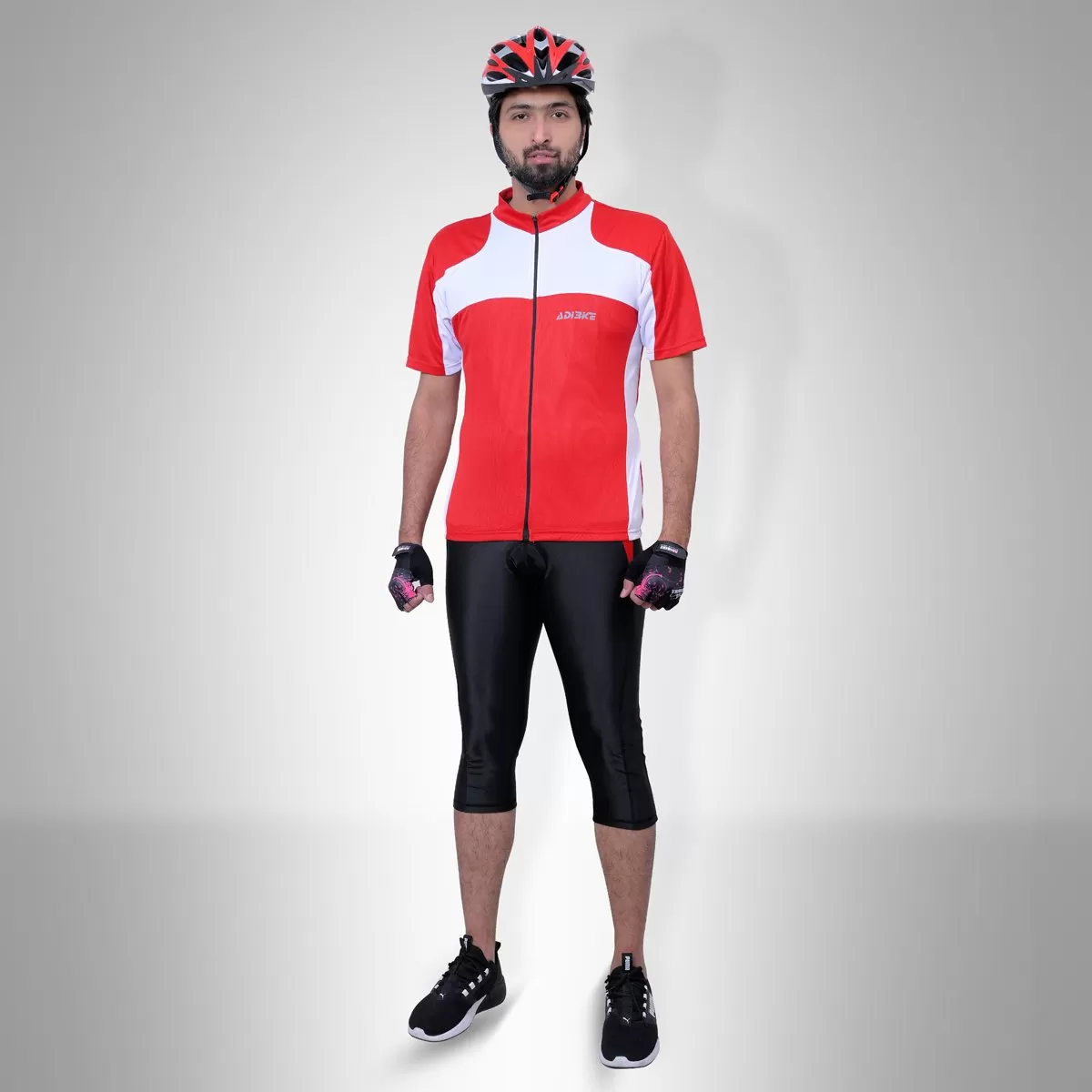 Cycling Kit - 3/4 Tights with Jersey Black/Red