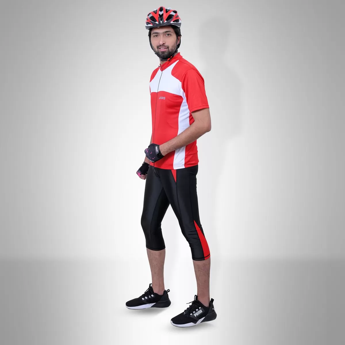 Cycling Kit - 3/4 Tights with Jersey Black/Red