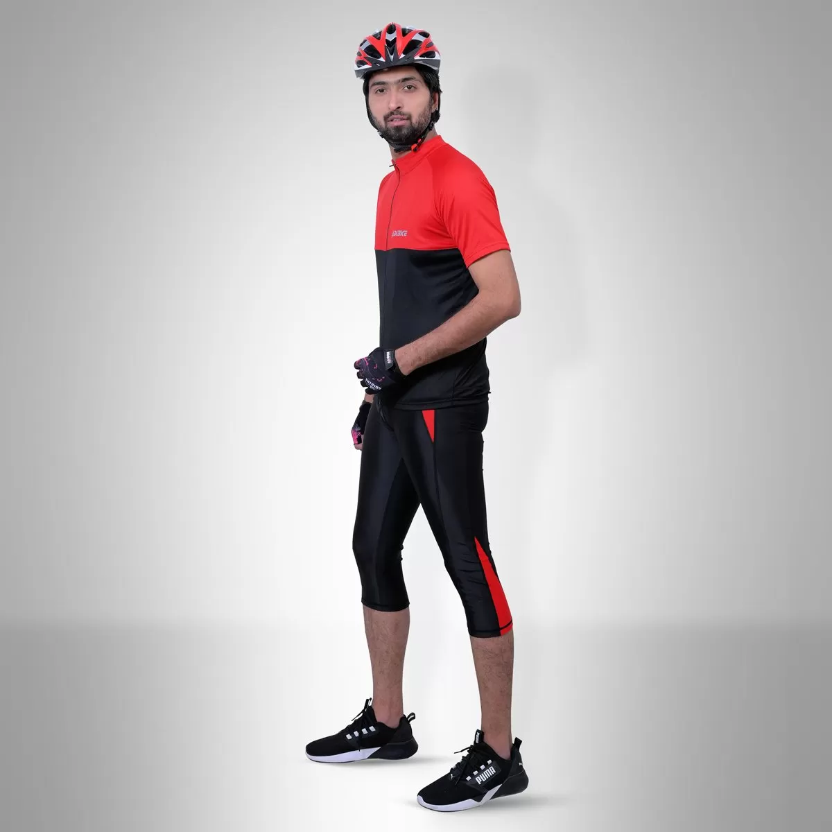 Cycling Kit - 3/4 Tights with Jersey Black/Red