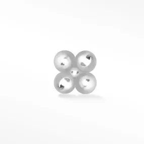 Flat Back Earring Clover bead 14k White