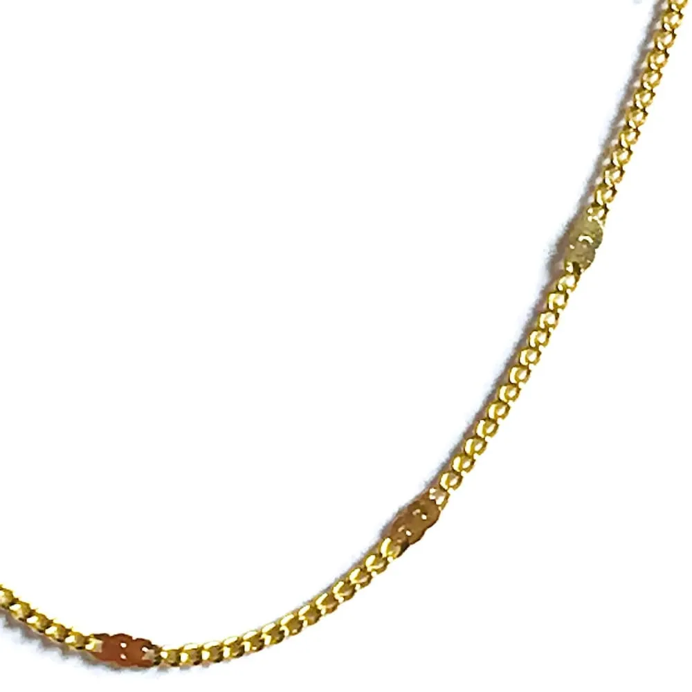 Flat curb 1mm 18k gold plated chain