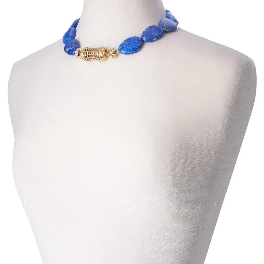 Flat Tumbled Lapis Necklace