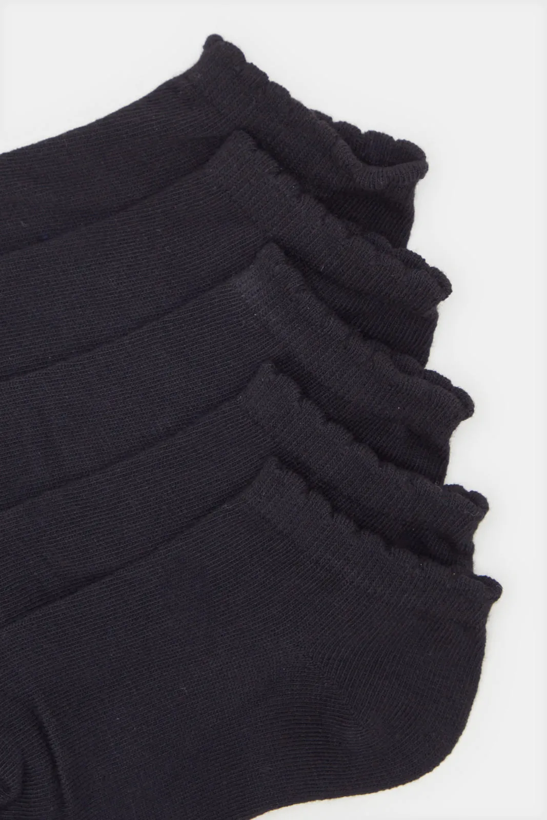 Girls Black Ankle Length Socks (5 Pairs)