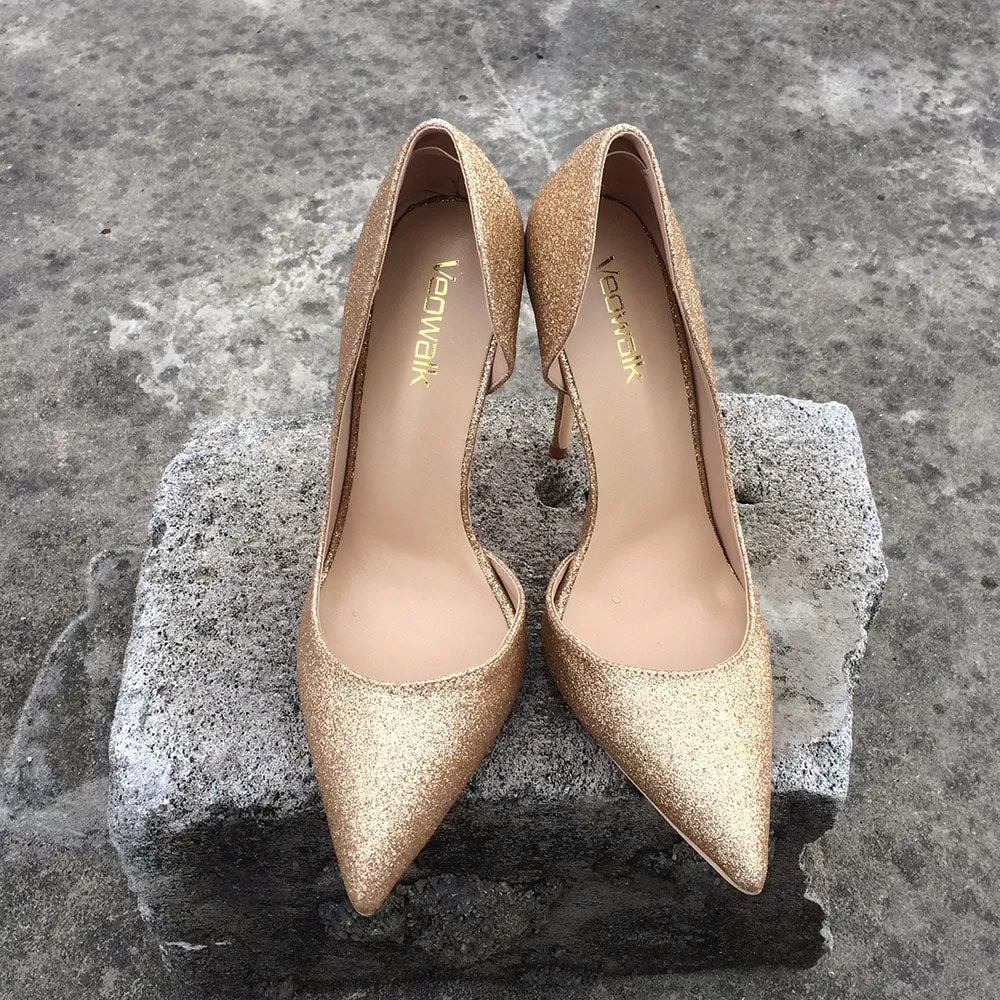 Golden Glitter High Heel Pumps