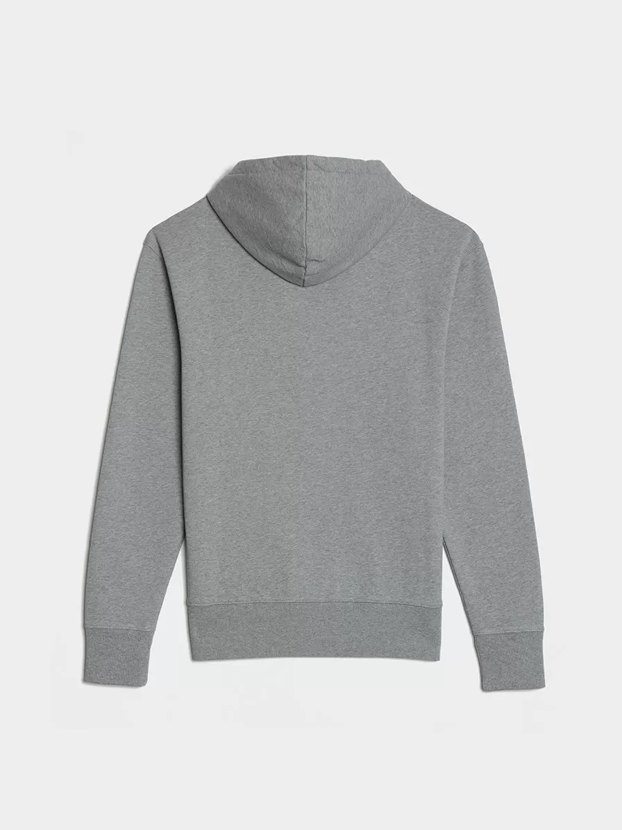 Grey Fox Head Patch Classic Hoodie, Grey Melange