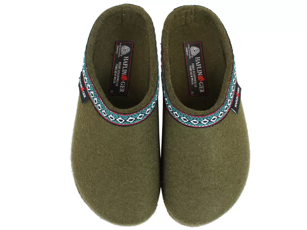 Haflinger Clogs Grizzly Franzl Olive