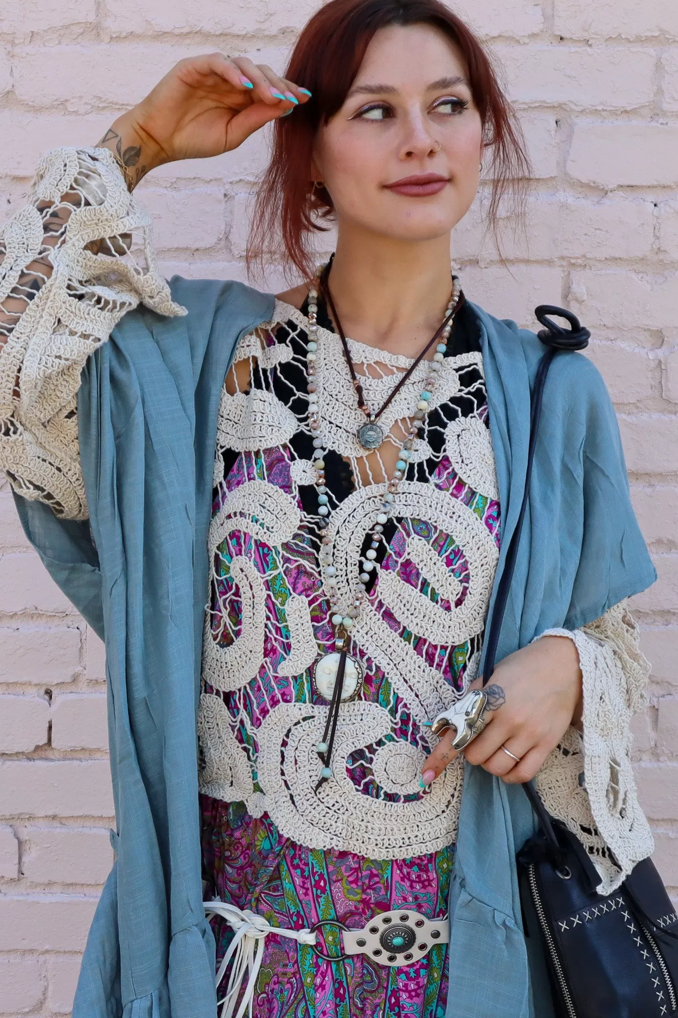 Holly Solid Ruffle Edge Bohemian Kimono