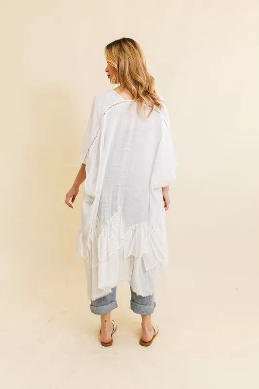 Holly Solid Ruffle Edge Bohemian Kimono