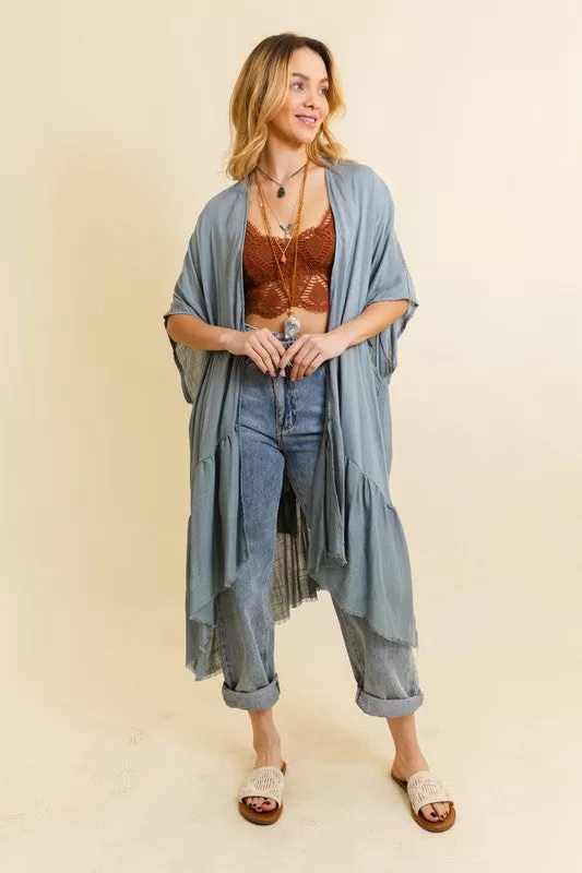 Holly Solid Ruffle Edge Bohemian Kimono