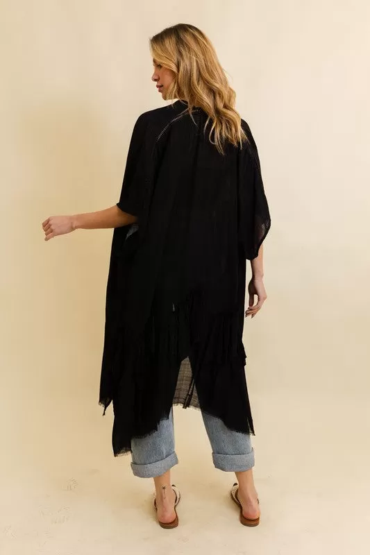 Holly Solid Ruffle Edge Bohemian Kimono