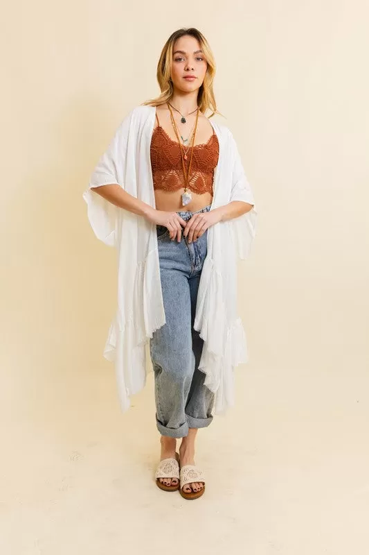 Holly Solid Ruffle Edge Bohemian Kimono