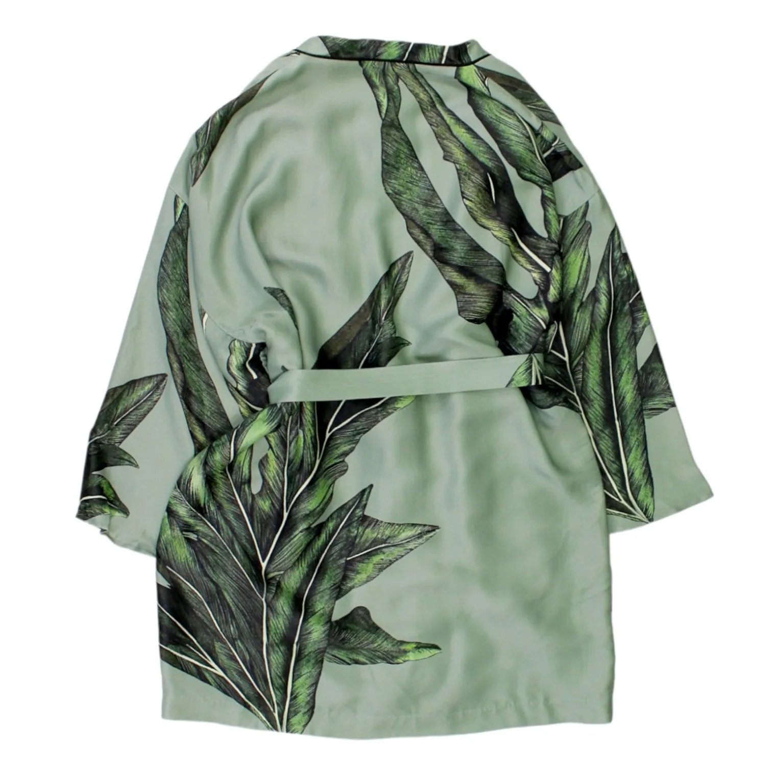 Hush Green Plant Print Short Kimono